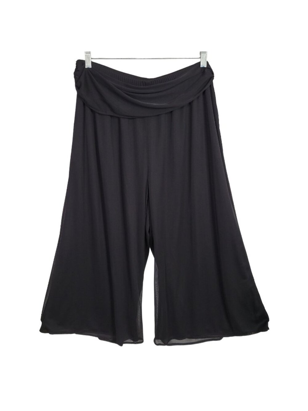 Connected Woman Size 18W 20W Pants Dressy Flowy Chiffon Palazzo Wide-Leg Black - Picture 1 of 11